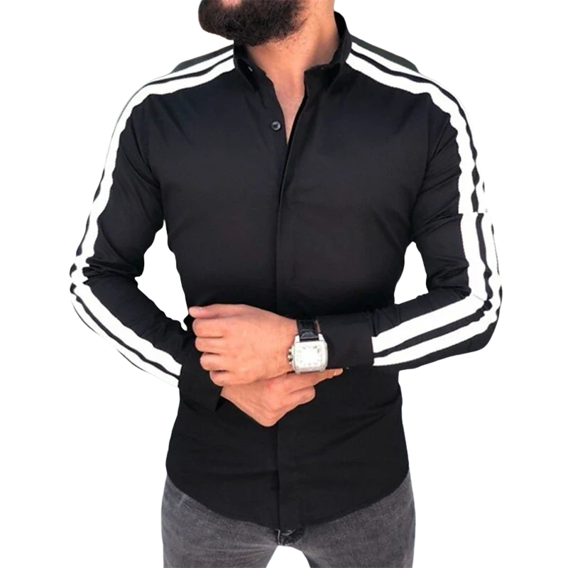 Long Sleeve Streetwear Men’s Outdoor Arm Stripe Shirt