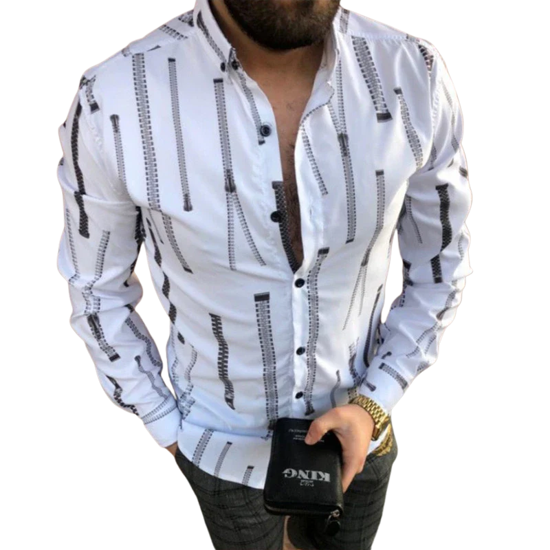 Outdoor Long Sleeve Fashion Men’s Designer Striped Shirt
