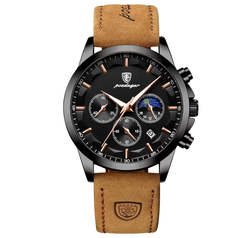 Waterproof & Leather Strap Luxury Men's Chronograph Watch