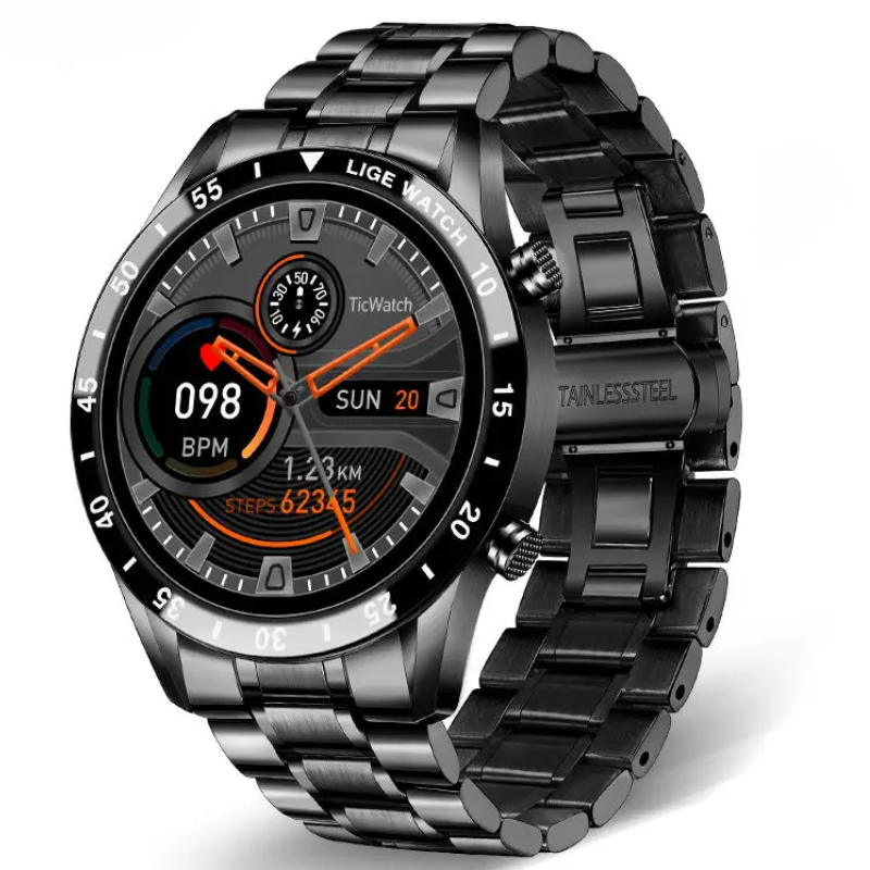 LIGE Men’s Steel Smartwatch Full Touch Bluetooth Call Waterproof