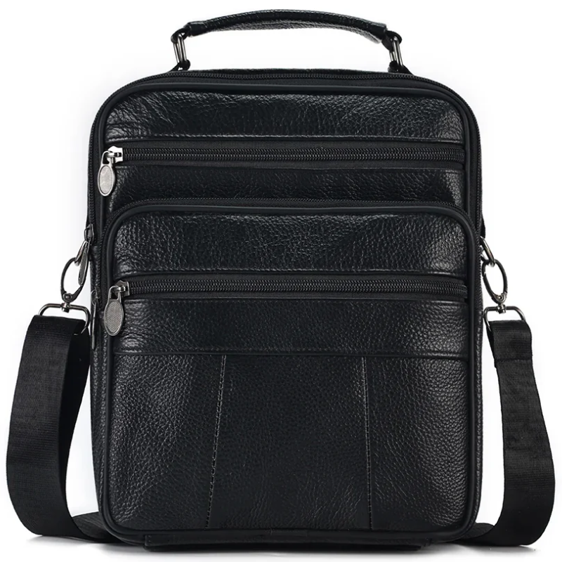 Sling Satchel Men's Genuine Leather Crossbody Bag for iPad,