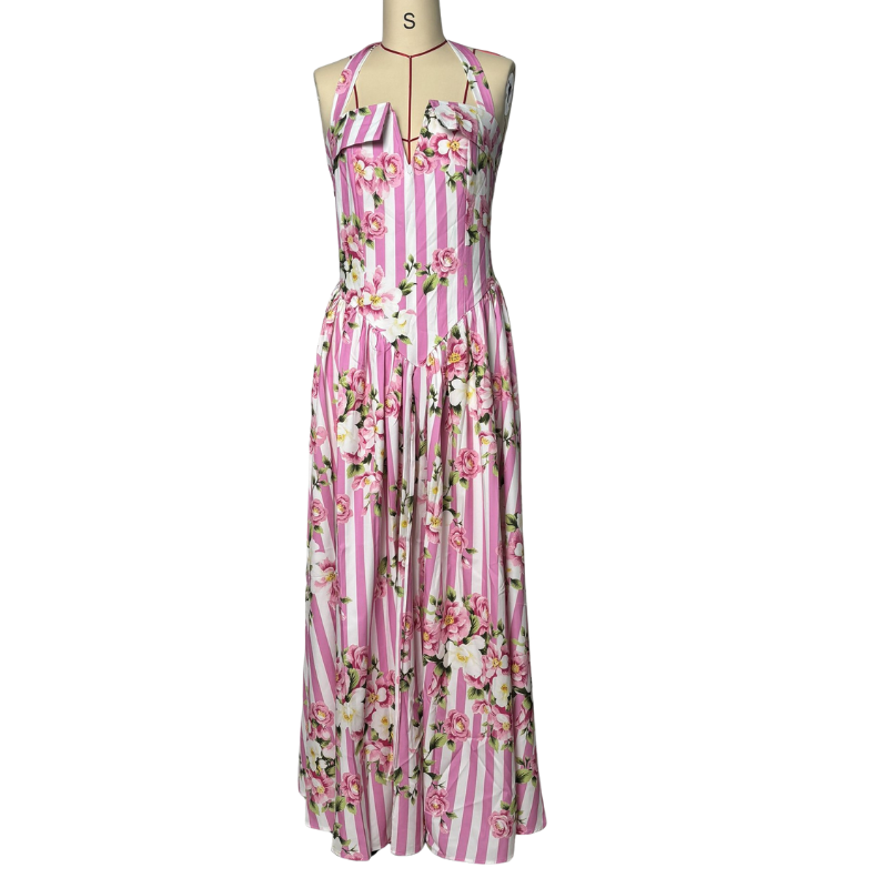 Floral Print Halter Neck Dress