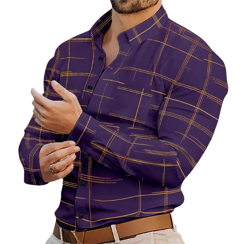 Summer Men's Long Sleeve Lapel Shirt