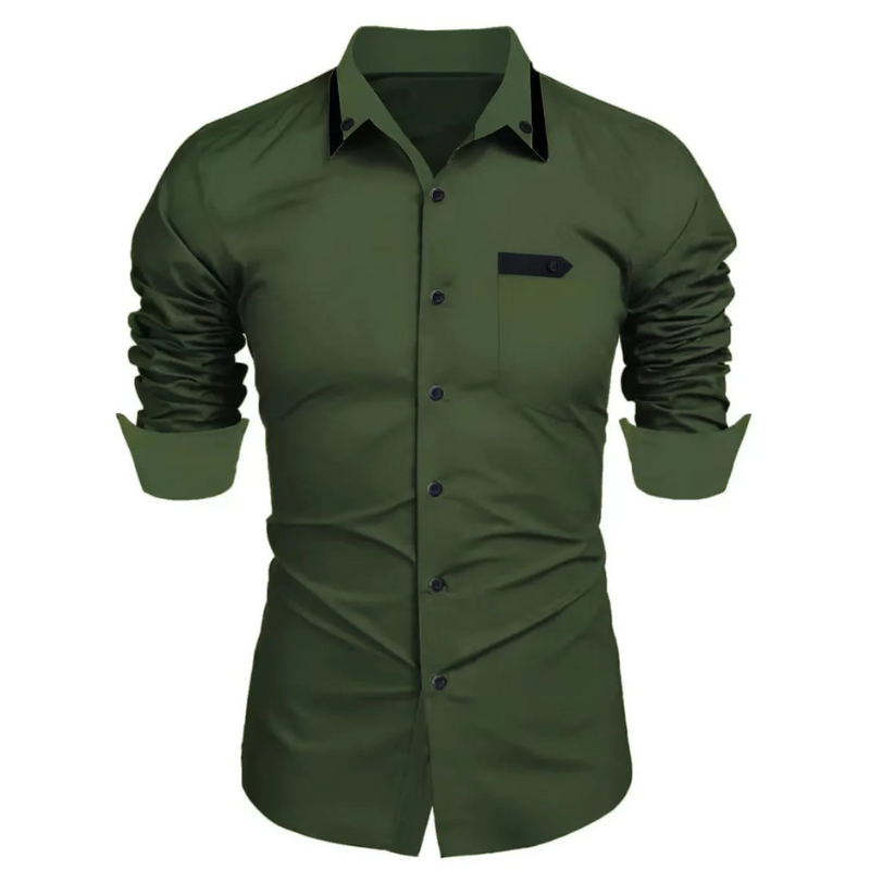 Casual & Work Long Sleeve Men’s Slim Fit Lapel Cardigan Shirt