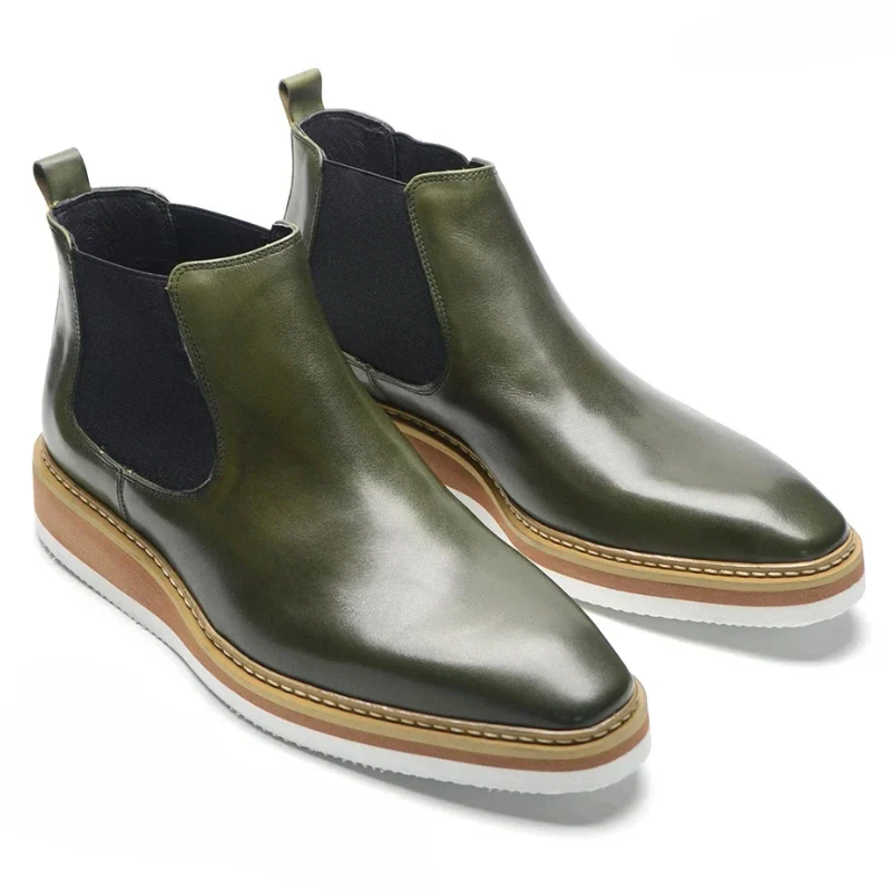 Men’s British Leather Slip-On High Top Chelsea Boots