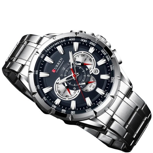 Steel Band, Big Dial, Luminous Curren Men's Chronograph Watch