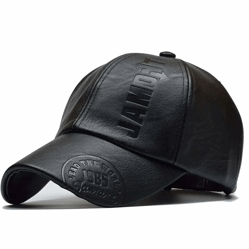 Premium PU Leather Letter Print Baseball Cap