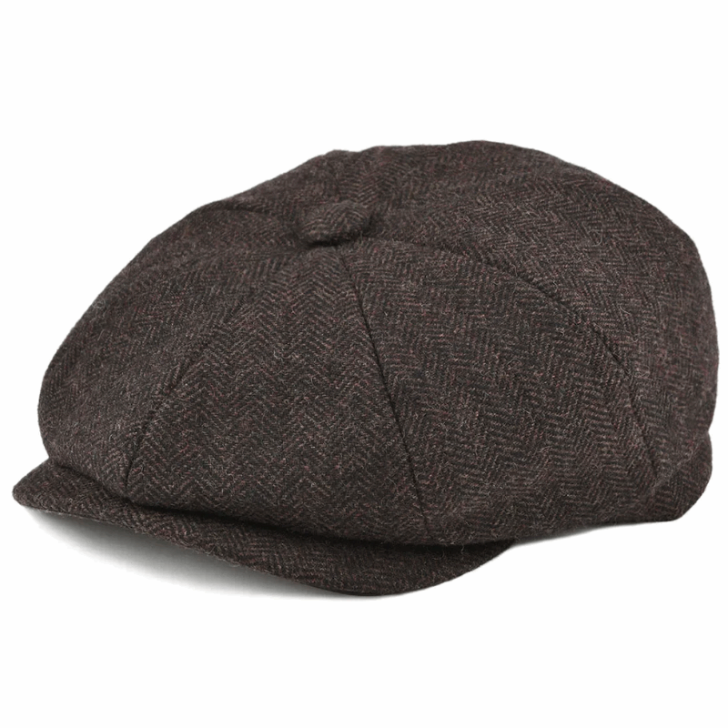 Men’s Herringbone Tweed Newsboy Cap – Wool Flat Hat