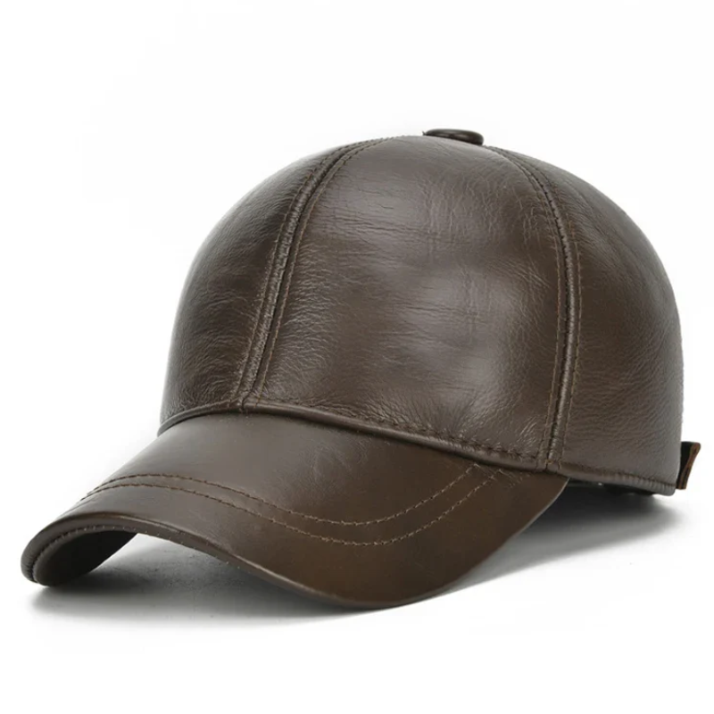 Men’s Genuine Cowhide Leather Adjustable Baseball Cap