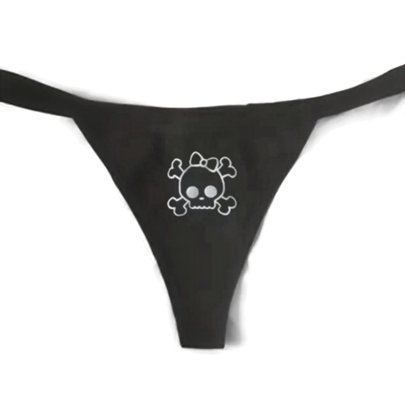Y2K Skull Print Bikini Panties – Bold Punk-Inspired Women's Style
