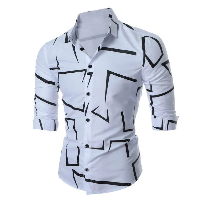 Urban Men’s Fashion Trendy Striped Long Sleeve Shirt