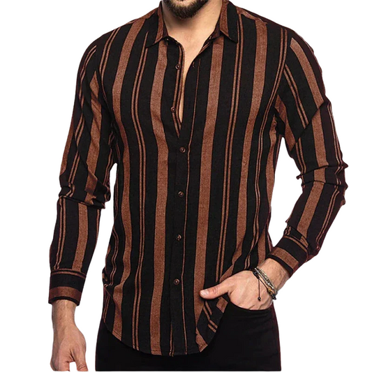 Shadowline Vertical Stripe Trendy Long Sleeve Streetwear Shirt