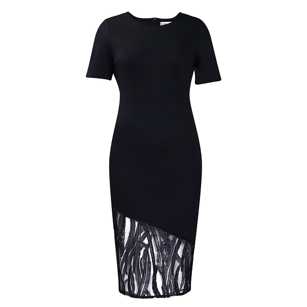 Elegant Lace Detail Pencil Dress