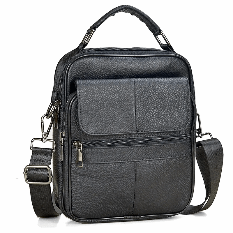 Men's Genuine Cowhide Leather Medium Messenger Bag for  Business Tote