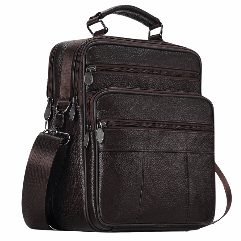 Sling Satchel Men's Genuine Leather Crossbody Bag for iPad,