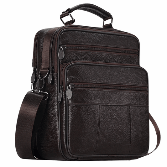 Sling Satchel Men's Genuine Leather Crossbody Bag for iPad,