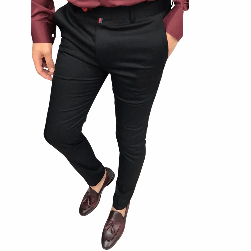 Men's High Waist Slim Fit Casual Business Pants