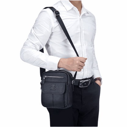Genuine Leather Men's Shoulder Crossbody Bag Cowhide Casual Korean Style Student Handbag Small Commuter Messenger Bag