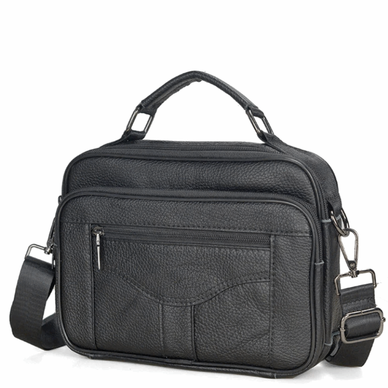 Genuine Cowhide Leather Horizontal Messenger Bag for Business & iPad