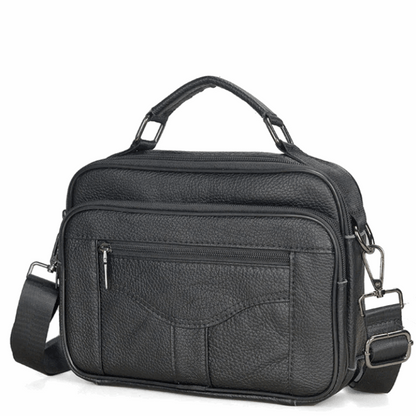 Genuine Cowhide Leather Horizontal Messenger Bag for Business & iPad