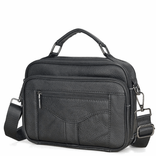 Genuine Cowhide Leather Horizontal Messenger Bag for Business & iPad