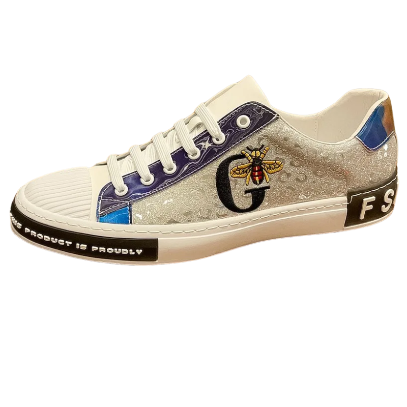 Casual & Classic Men's Luxury Italian Leather Bee Style Sneakers