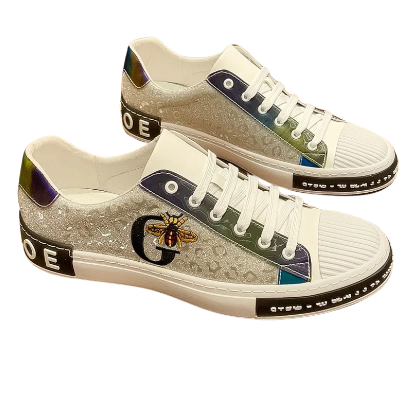 Casual & Classic Men's Luxury Italian Leather Bee Style Sneakers