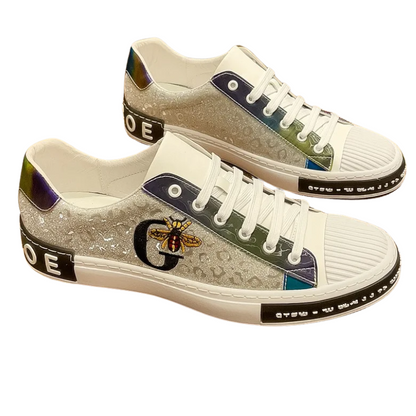 Casual & Classic Men's Luxury Italian Leather Bee Style Sneakers
