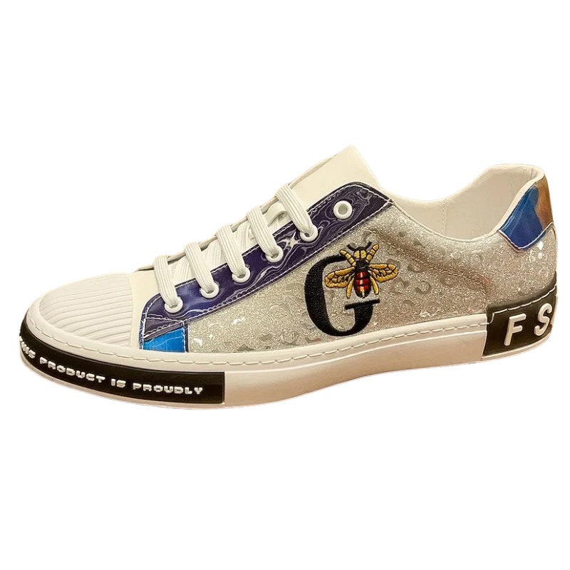 Casual & Classic Men's Luxury Italian Leather Bee Style Sneakers