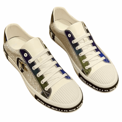 Casual & Classic Men's Luxury Italian Leather Bee Style Sneakers