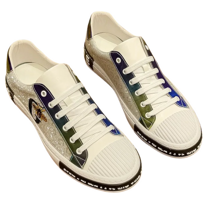Casual & Classic Men's Luxury Italian Leather Bee Style Sneakers