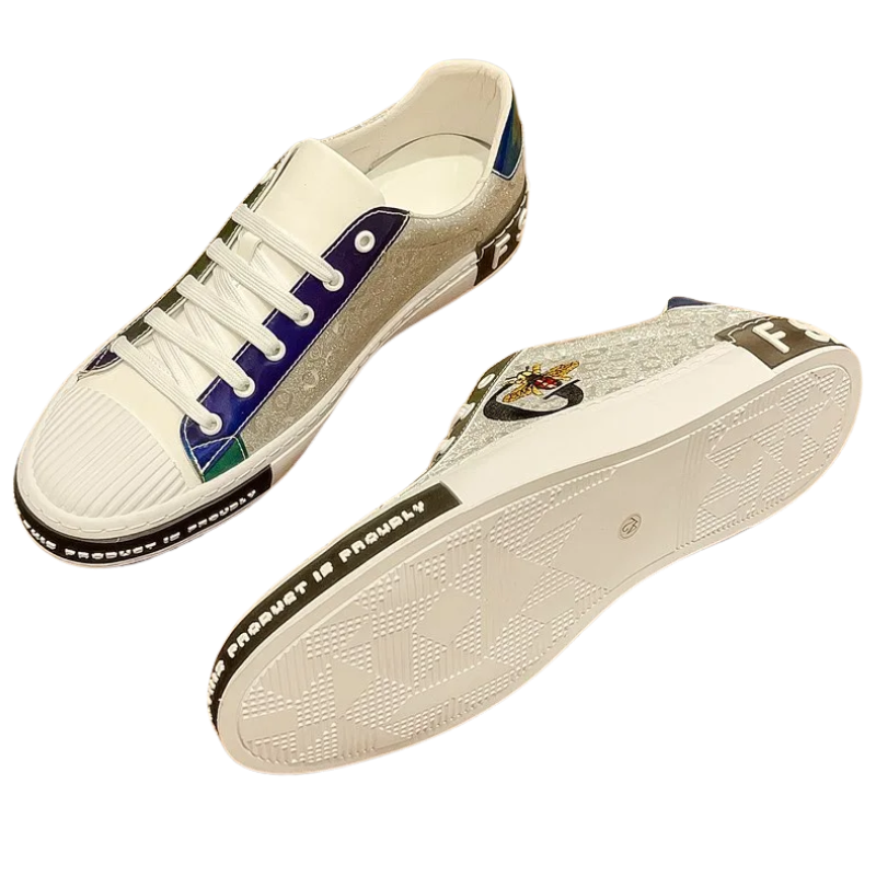 Casual & Classic Men's Luxury Italian Leather Bee Style Sneakers