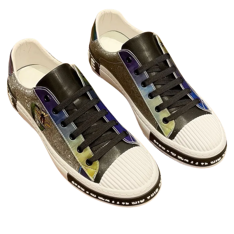 Casual & Classic Men's Luxury Italian Leather Bee Style Sneakers