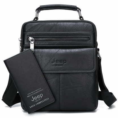2pc Durable  & Stylish Men's Split Leather Crossbody Messenger Bag