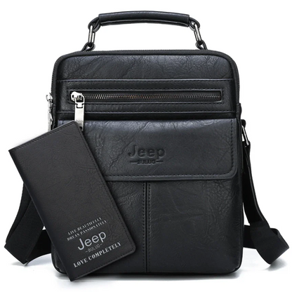 2pc Durable  & Stylish Men's Split Leather Crossbody Messenger Bag