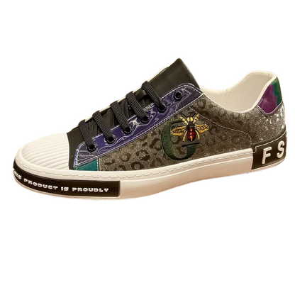 Casual & Classic Men's Luxury Italian Leather Bee Style Sneakers