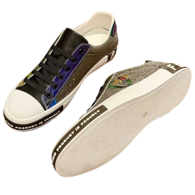 Casual & Classic Men's Luxury Italian Leather Bee Style Sneakers