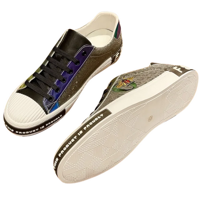 Casual & Classic Men's Luxury Italian Leather Bee Style Sneakers