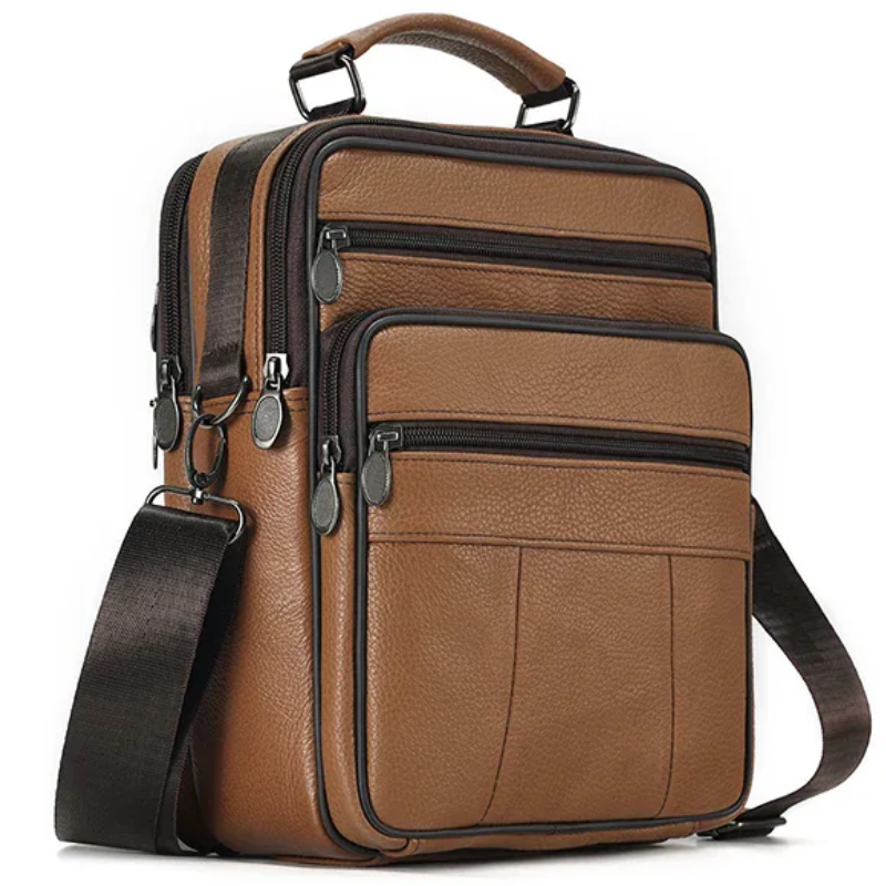 Sling Satchel Men's Genuine Leather Crossbody Bag for iPad,