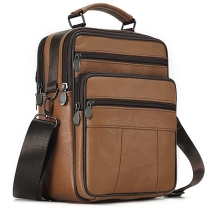 Sling Satchel Men's Genuine Leather Crossbody Bag for iPad,