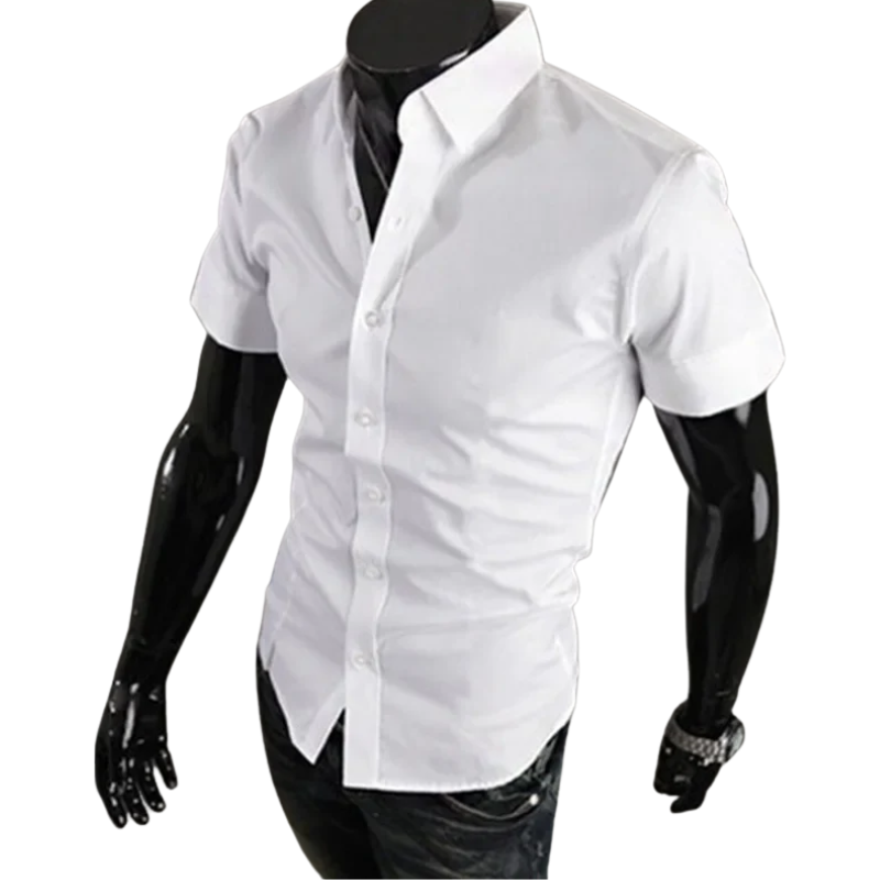 Korean Casual Summer Short Sleeve Men’s Slim Fit Dress Shirt