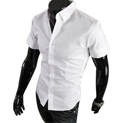 Korean Casual Summer Short Sleeve Men’s Slim Fit Dress Shirt