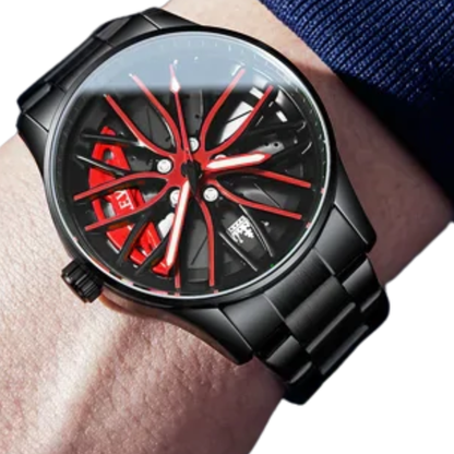 Waterproof Sport Rim Quartz OLEVS Luxury Wheel Watch for Men