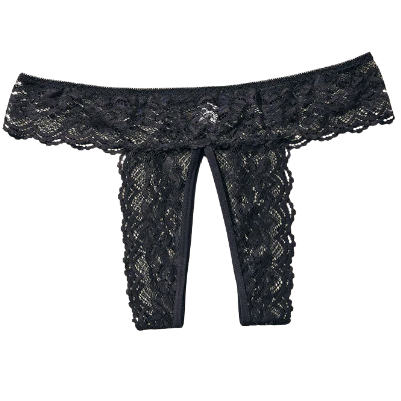 Sexy Lace Open Crotch Women’s Panties Solid Color Briefs