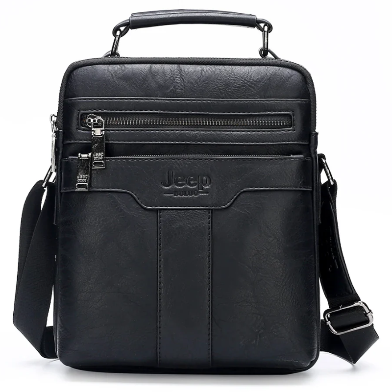 JEEP Men's Split Leather Business Messenger Crossbody Shoulder Bags