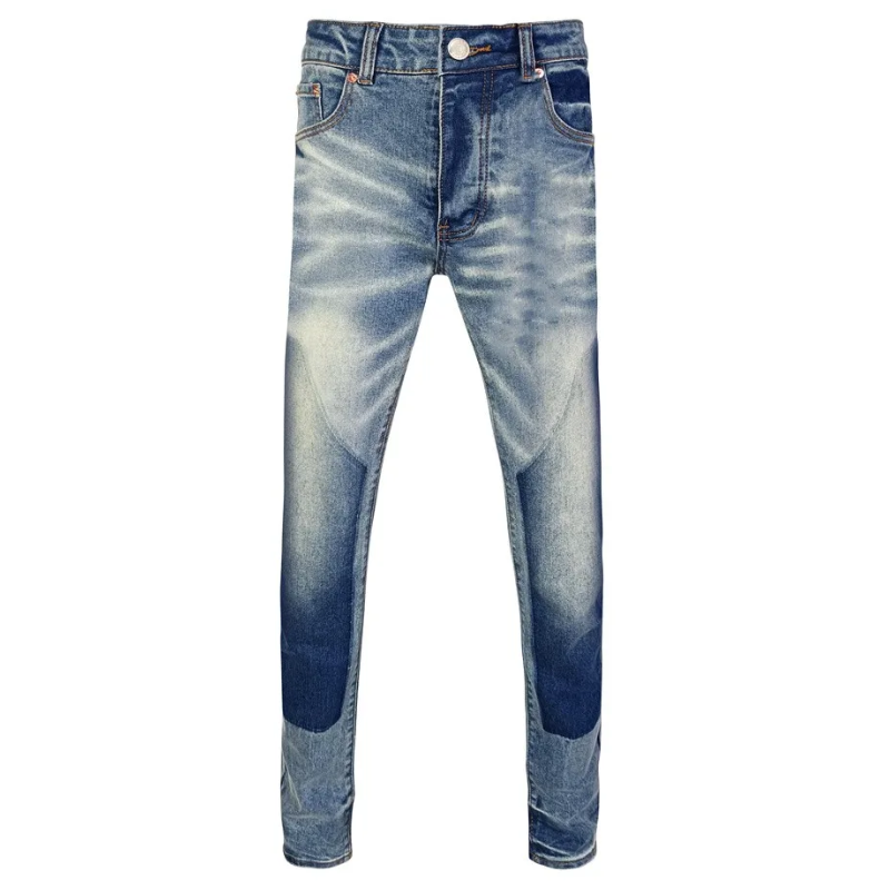 Light Blue, Stretch, Low Rise Men's Retro Graffiti Skinny Jeans