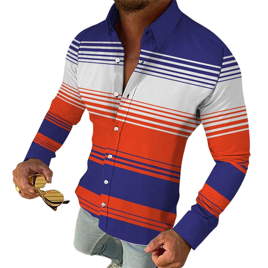 Horizontal striped streetwear Designer Men’s Long Sleeve Shirt