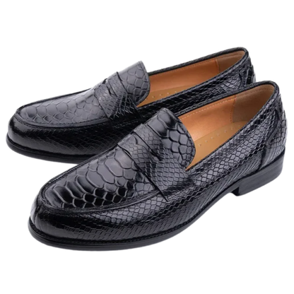 Men’s Casual Handmade Snake Print Leather Dress Shoes Loafers
