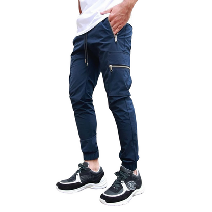 Slim Fit, All-Season Men's Mid-Waist Casual Sport Trousers