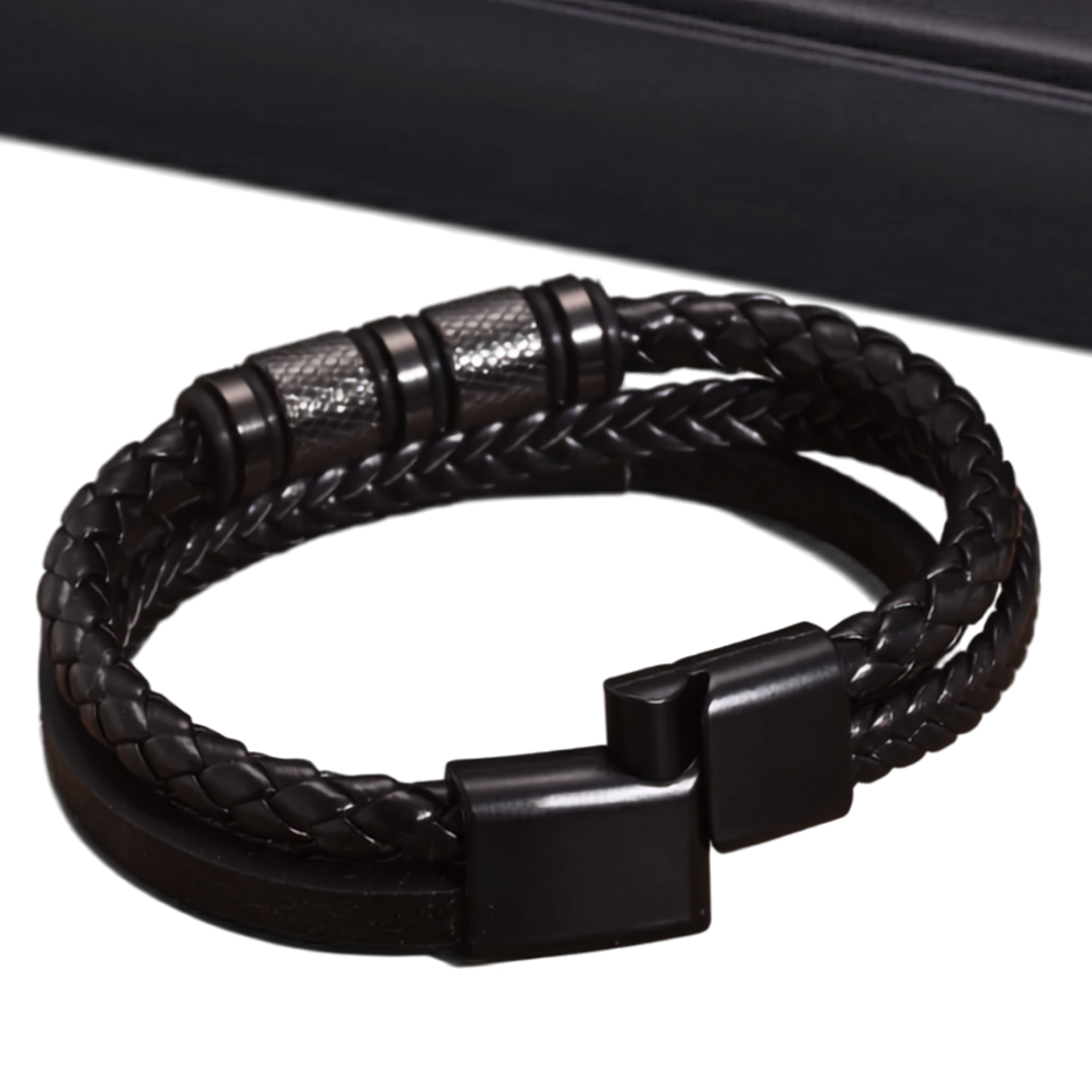 Personalized Triple-Woven Leather Bracelet for Men
